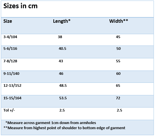 Kids Size Chart