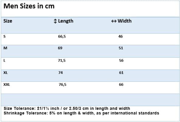 Men Size Chart